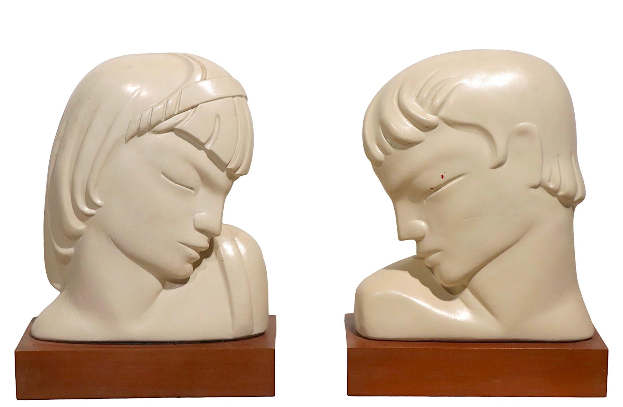American Pr. Art Deco Busts by Kupur Aka Frederick Cooper For Sale