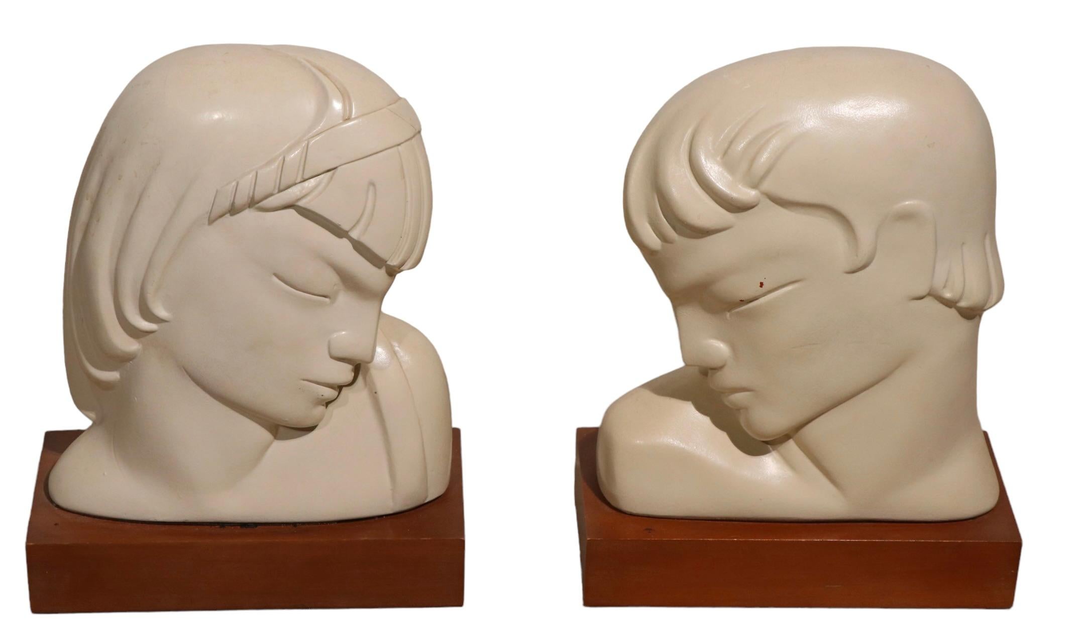 Pr. Art Deco Busts by Kupur Aka Frederick Cooper In Good Condition For Sale In New York, NY