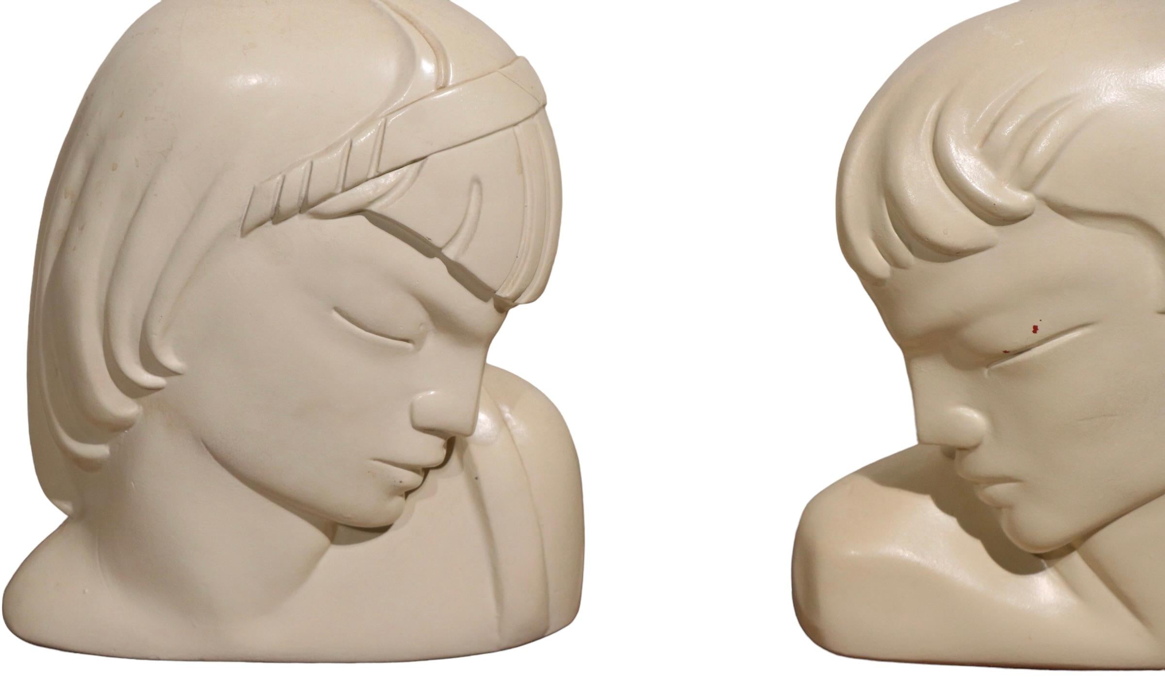 Mid-20th Century Pr. Art Deco Busts by Kupur Aka Frederick Cooper For Sale