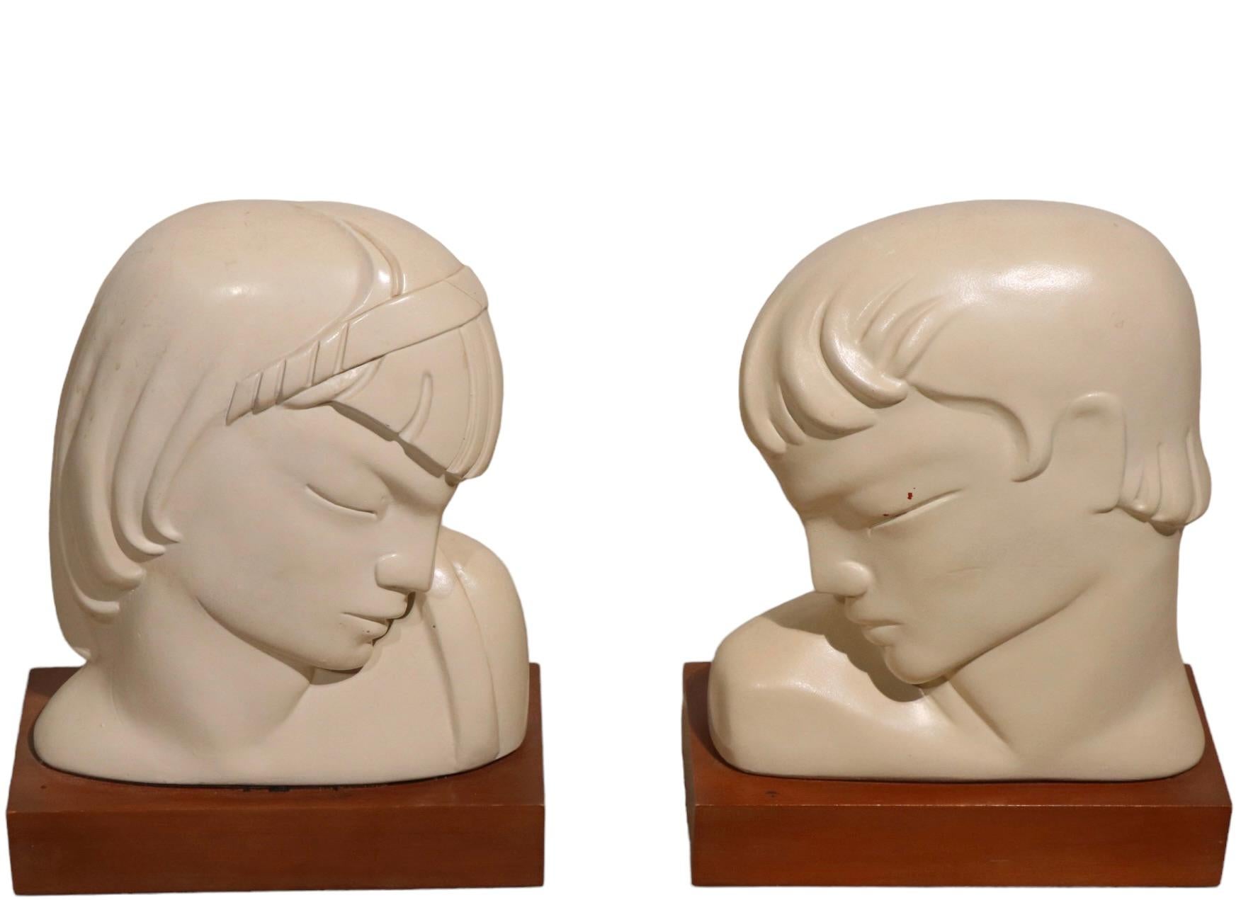 Composition Pr. Art Deco Busts by Kupur Aka Frederick Cooper For Sale