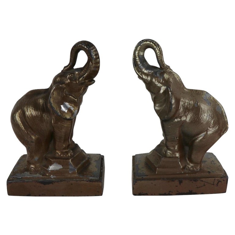 Pair of Art Deco Elephant Bookends After Frankart at 1stDibs