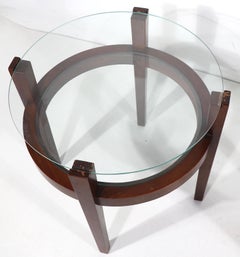 Pr.  Art Deco  Mid Century Two Tier Wood and Glass End Side Tables c 1940/1950's