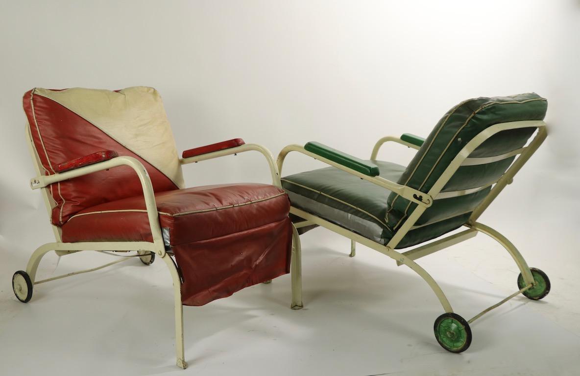 Pair of Art Deco Outdoor Porch Garden Reclining Lounge Chairs 3