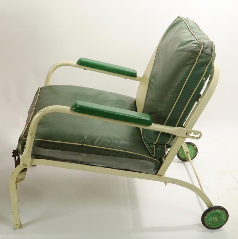 Steel Pair of Art Deco Outdoor Porch Garden Reclining Lounge Chairs
