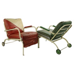Pair of Art Deco Outdoor Porch Garden Reclining Lounge Chairs