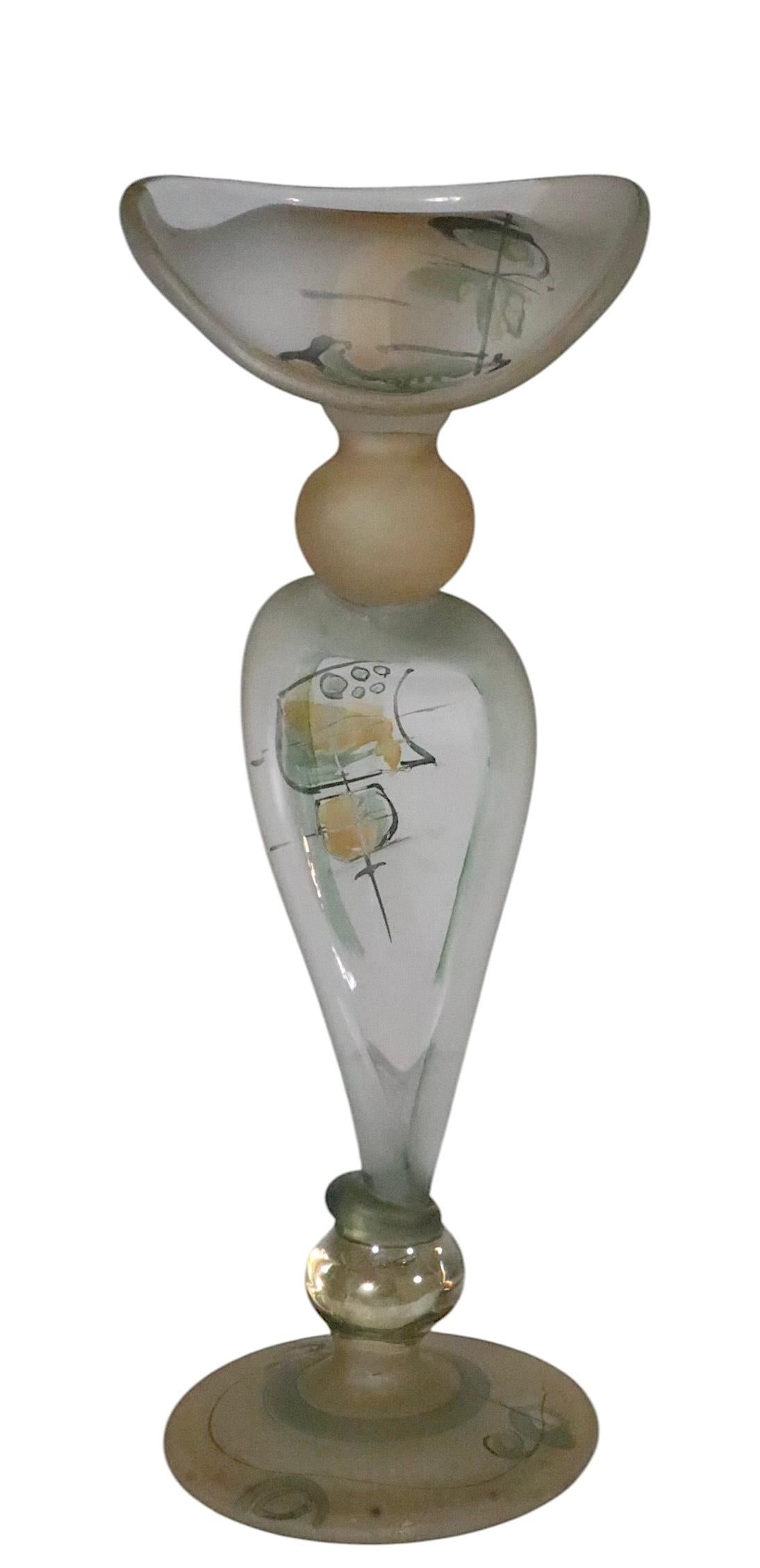 Pr. Art Glass Candlesticks made in Romania by  Ion Tamaian c. 1970's For Sale 4