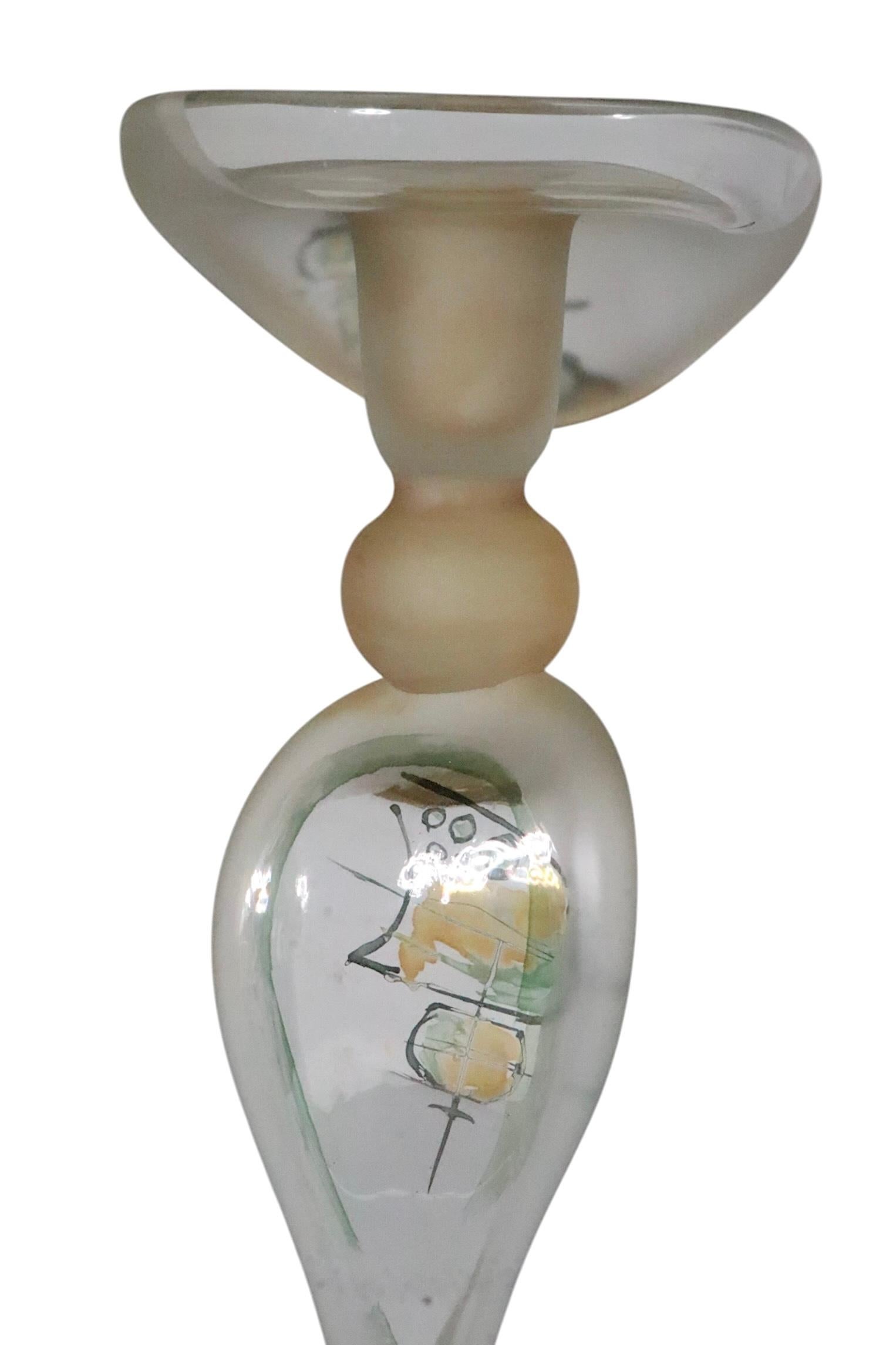 Pr. Art Glass Candlesticks made in Romania by  Ion Tamaian c. 1970's For Sale 9