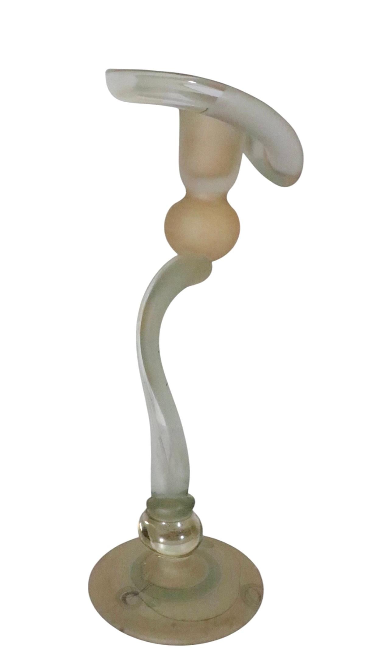 Romanian Pr. Art Glass Candlesticks made in Romania by  Ion Tamaian c. 1970's For Sale