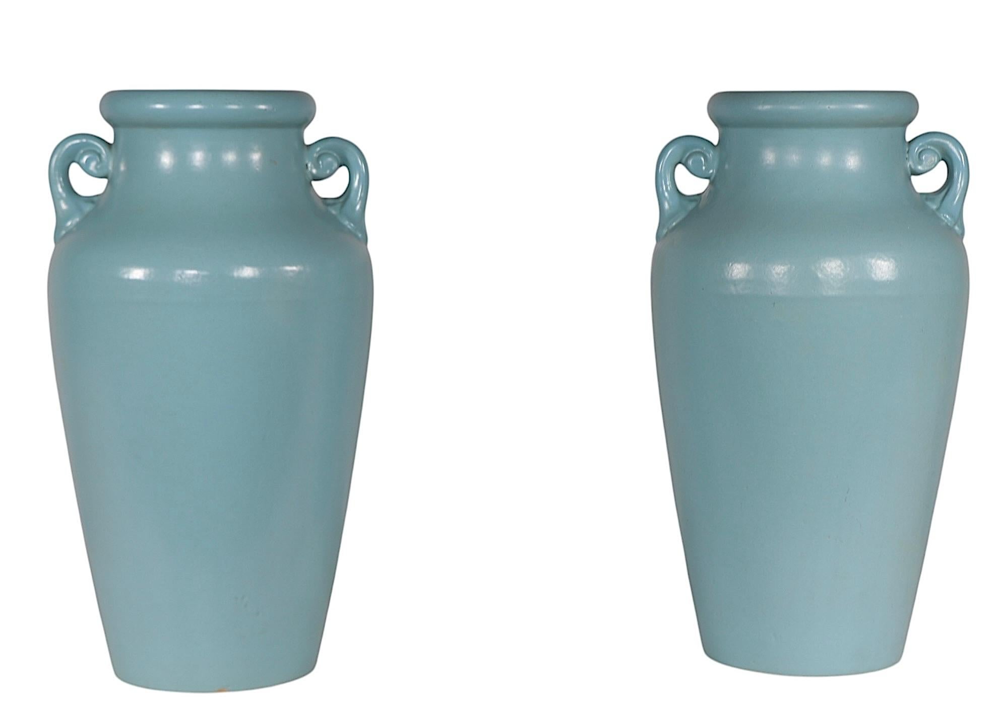 Art Deco Pr. Art Pottery Floor Vases att. McCoy c. 1930/40's For Sale