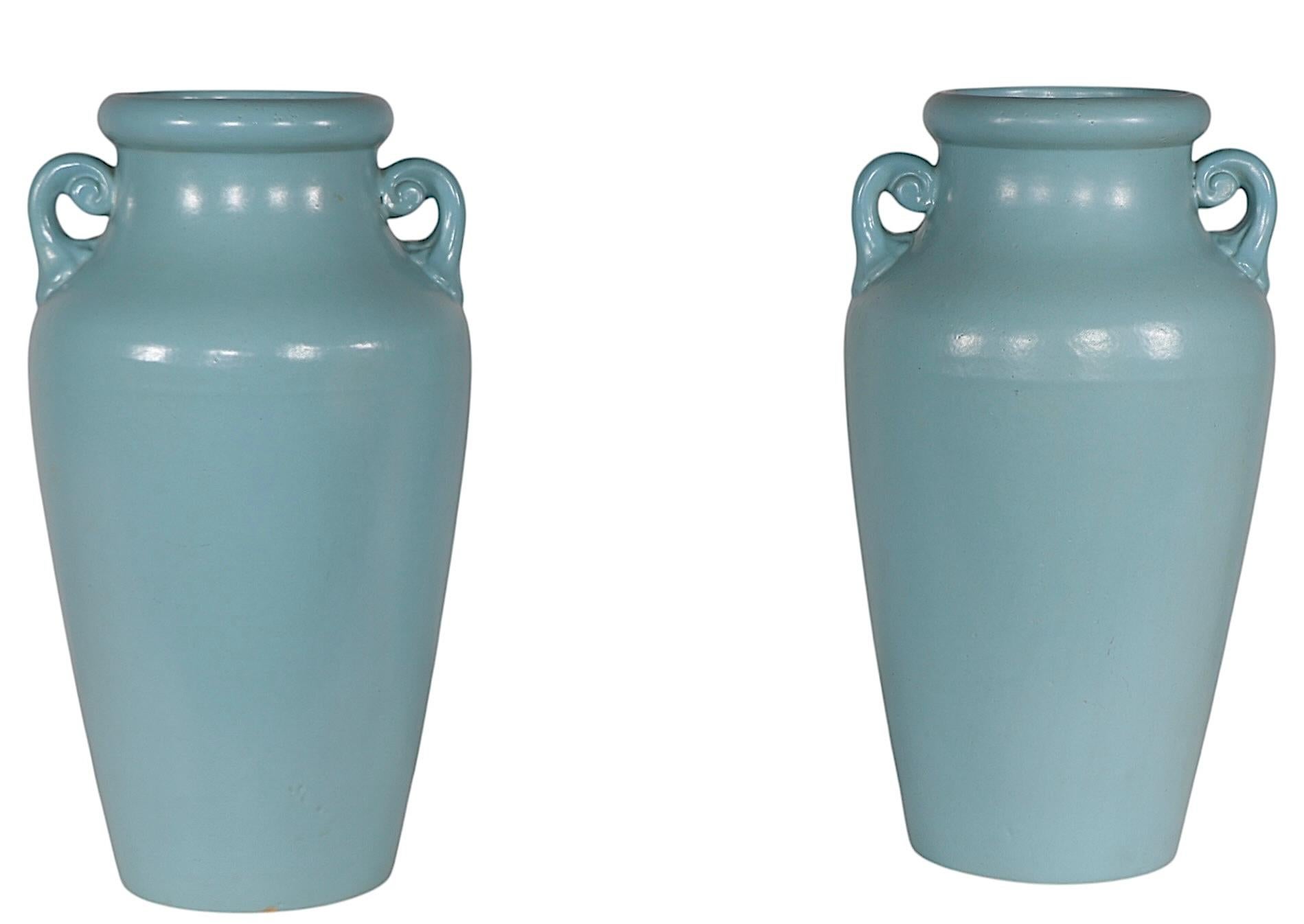 American Pr. Art Pottery Floor Vases att. McCoy c. 1930/40's For Sale