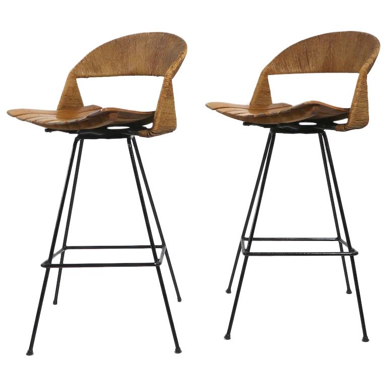 Pair of Arthur Umanoff Swivel Bar Stools