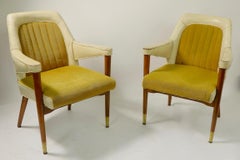 Pair of B L Marble Chair Company Leather Mid Century Desk Office Armchairs