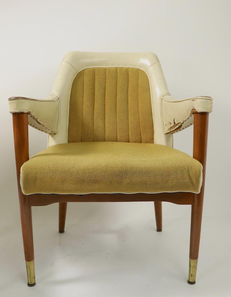 Pair of B L Marble Chair Company Leather Mid Century Desk Office Armchairs 1
