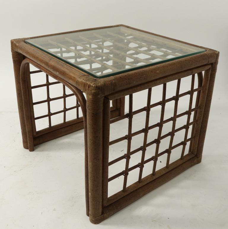 Philippine Pair of Bamboo and Glass Tables For Sale