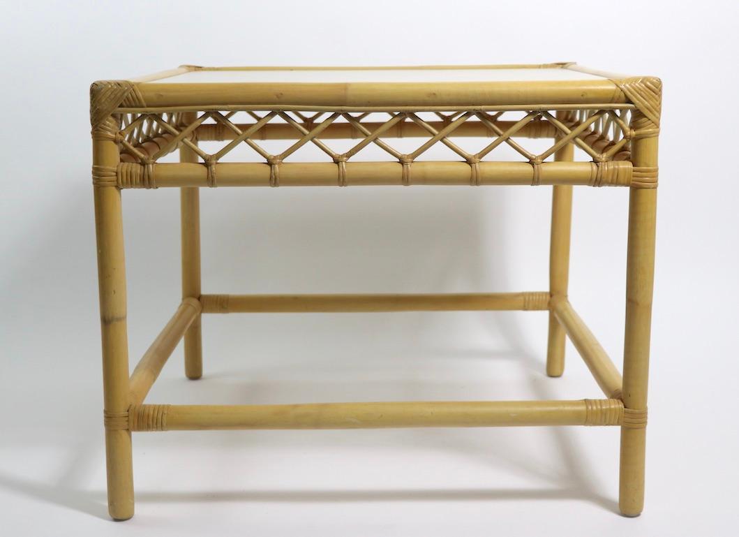 20th Century Pair of Bamboo Side, End Tables Attributed to Ficks Reed For Sale