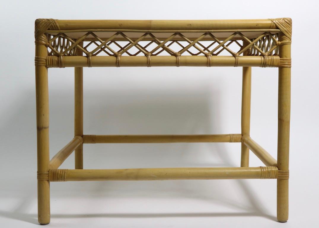 Pair of Bamboo Side, End Tables Attributed to Ficks Reed For Sale 1