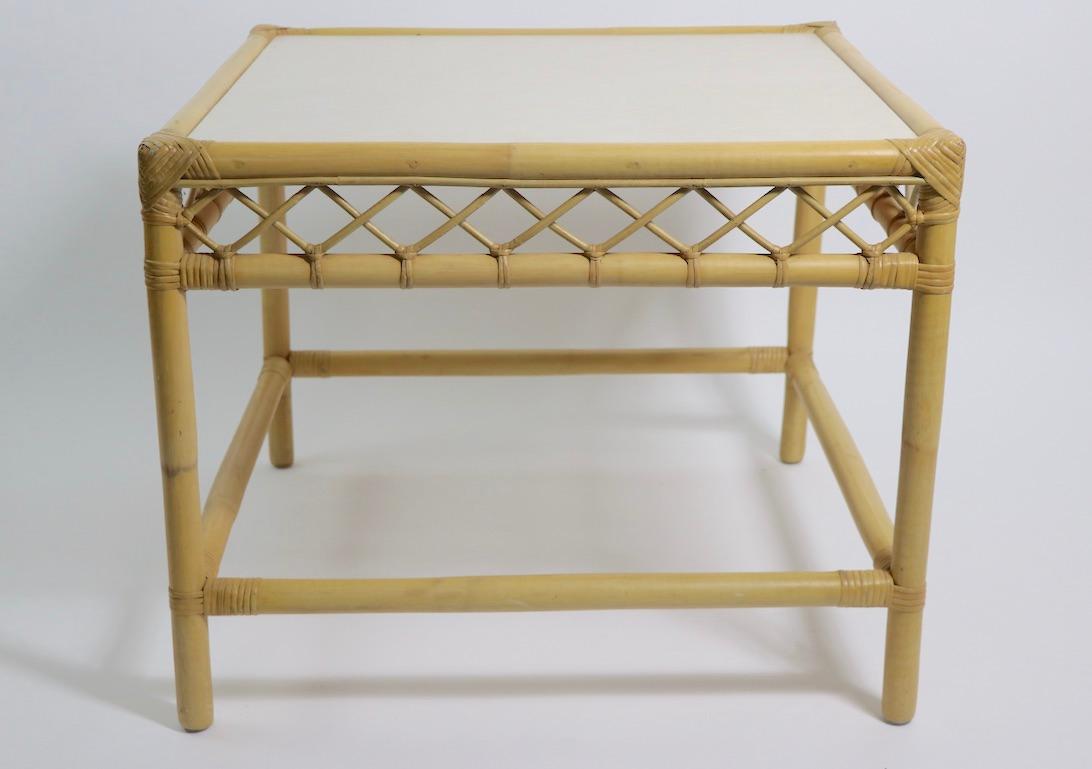 Pair of Bamboo Side, End Tables Attributed to Ficks Reed For Sale 2