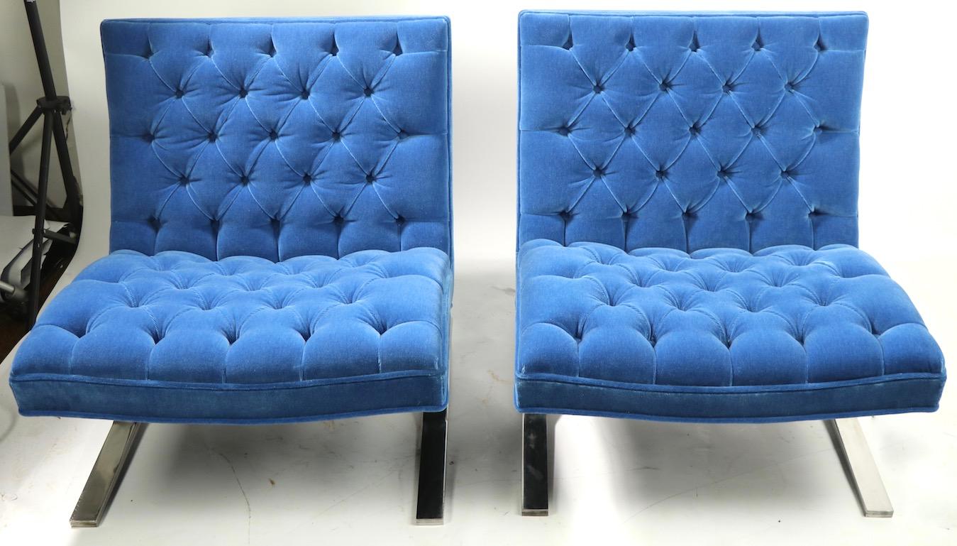 Pair of Barcelona Style Armless Lounge Chairs 3