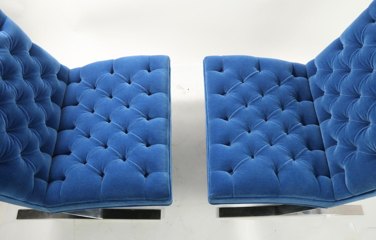 Pair of Barcelona Style Armless Lounge Chairs 5