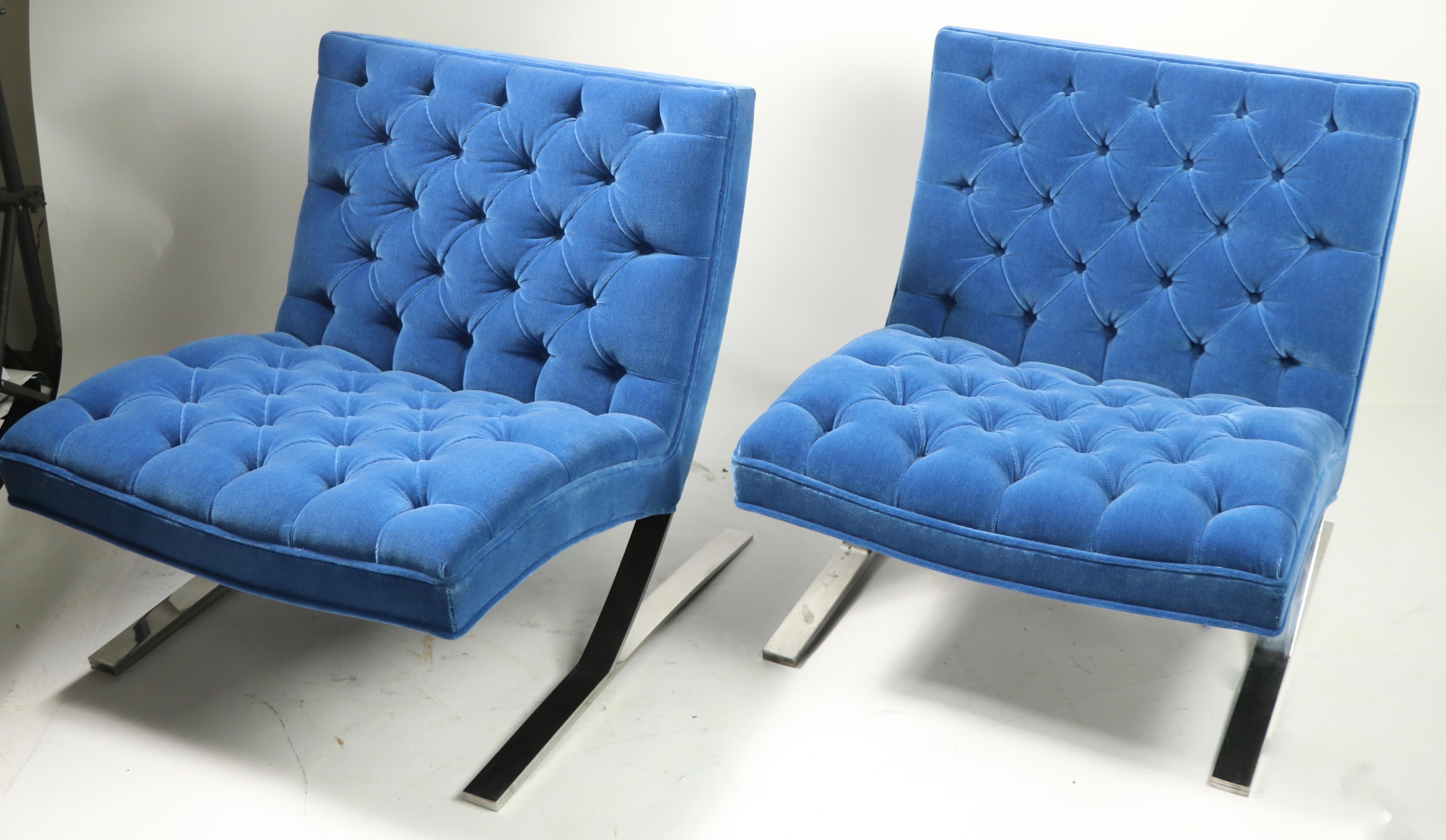 Pair of Barcelona Style Armless Lounge Chairs 8