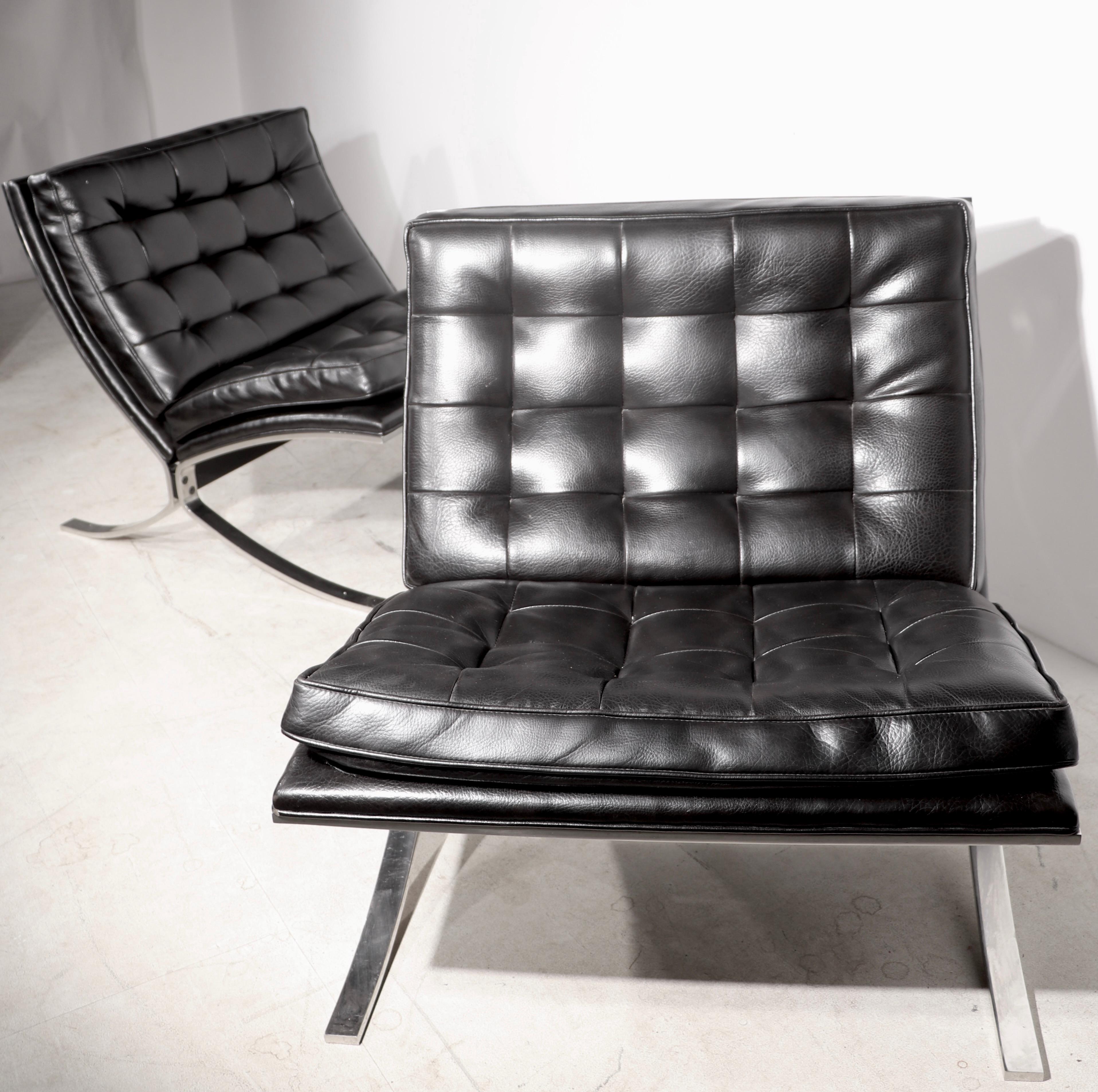 Mid-Century Modern Pr. Barcelona Style Chairs by Kipp Stewart for Drexel  For Sale