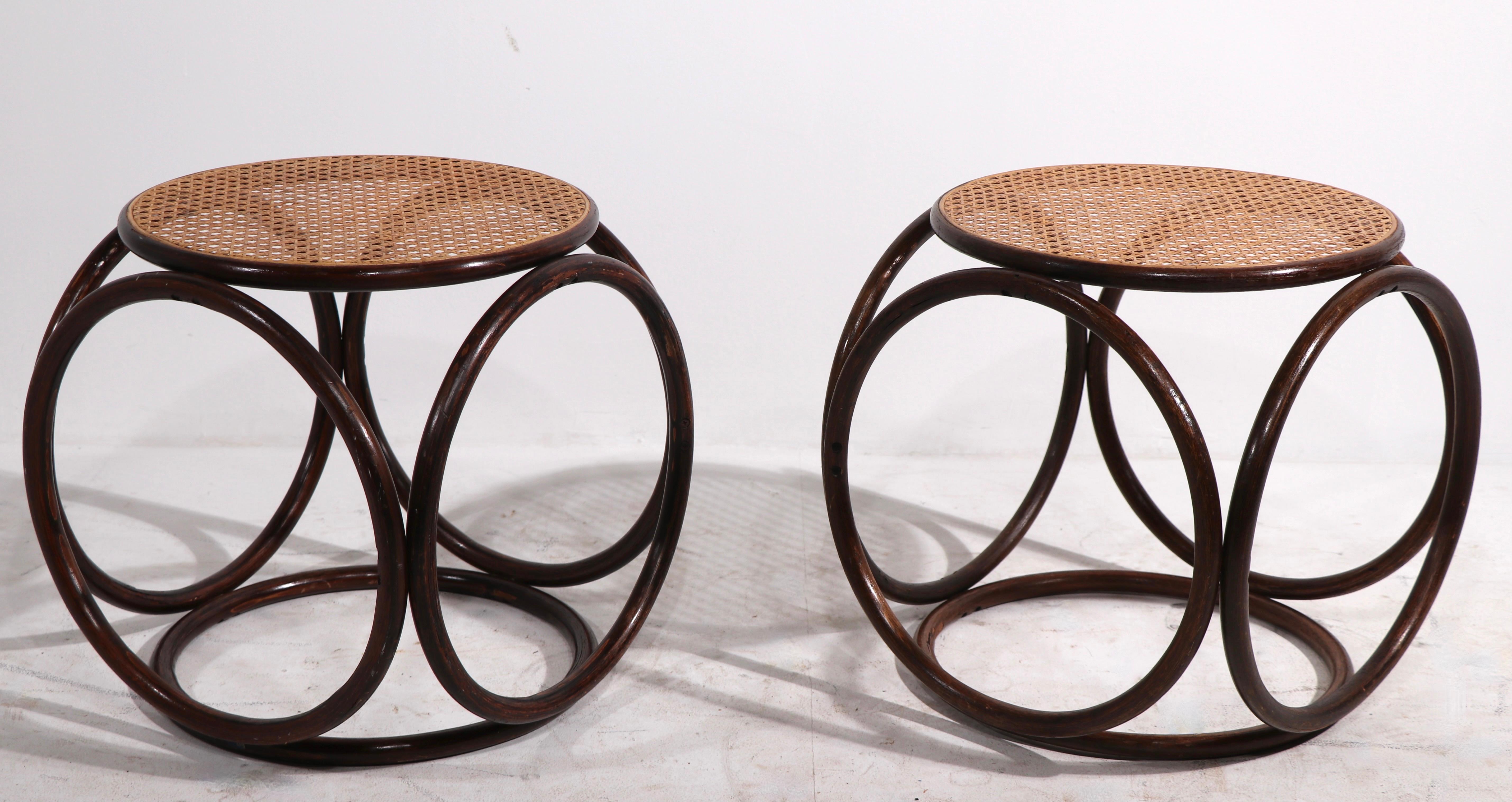 Pr. Bentwood Thonet Ottoman Stools  In Good Condition In New York, NY