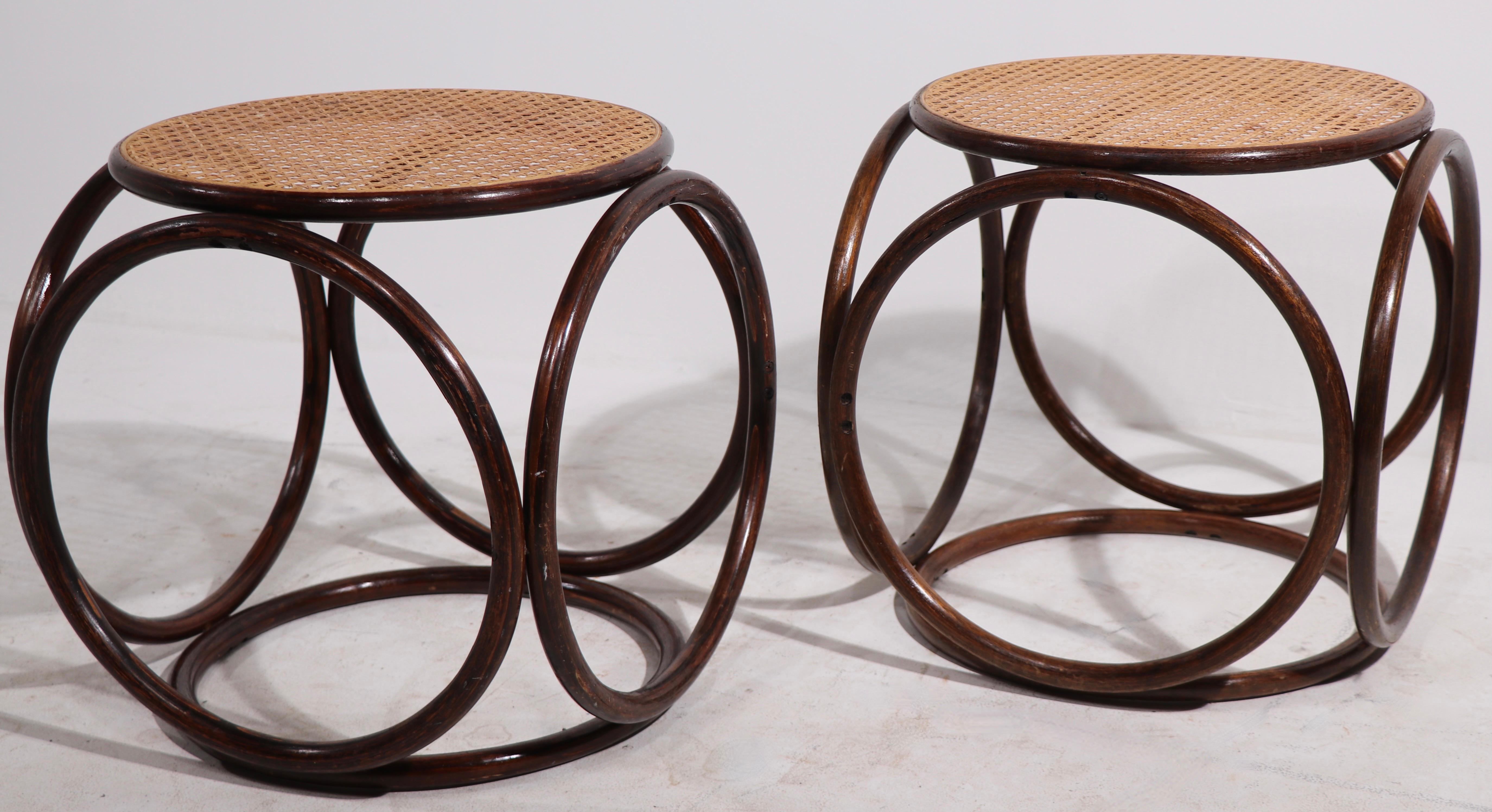 Cane Pr. Bentwood Thonet Ottoman Stools 