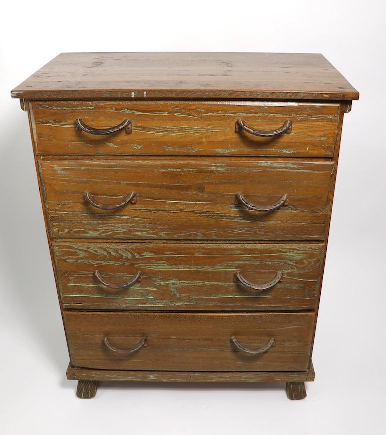 Pair of Brandt Ranch Oak Rustic Cowboy Style 4 Drawer Dressers In Good Condition In New York, NY