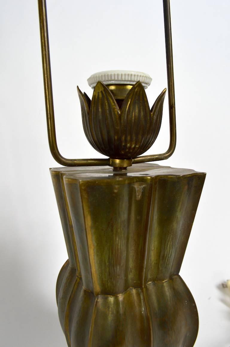 Pair of Brass Boudoir Lamps in the Style of Wiener Werkstätte In Good Condition In New York, NY