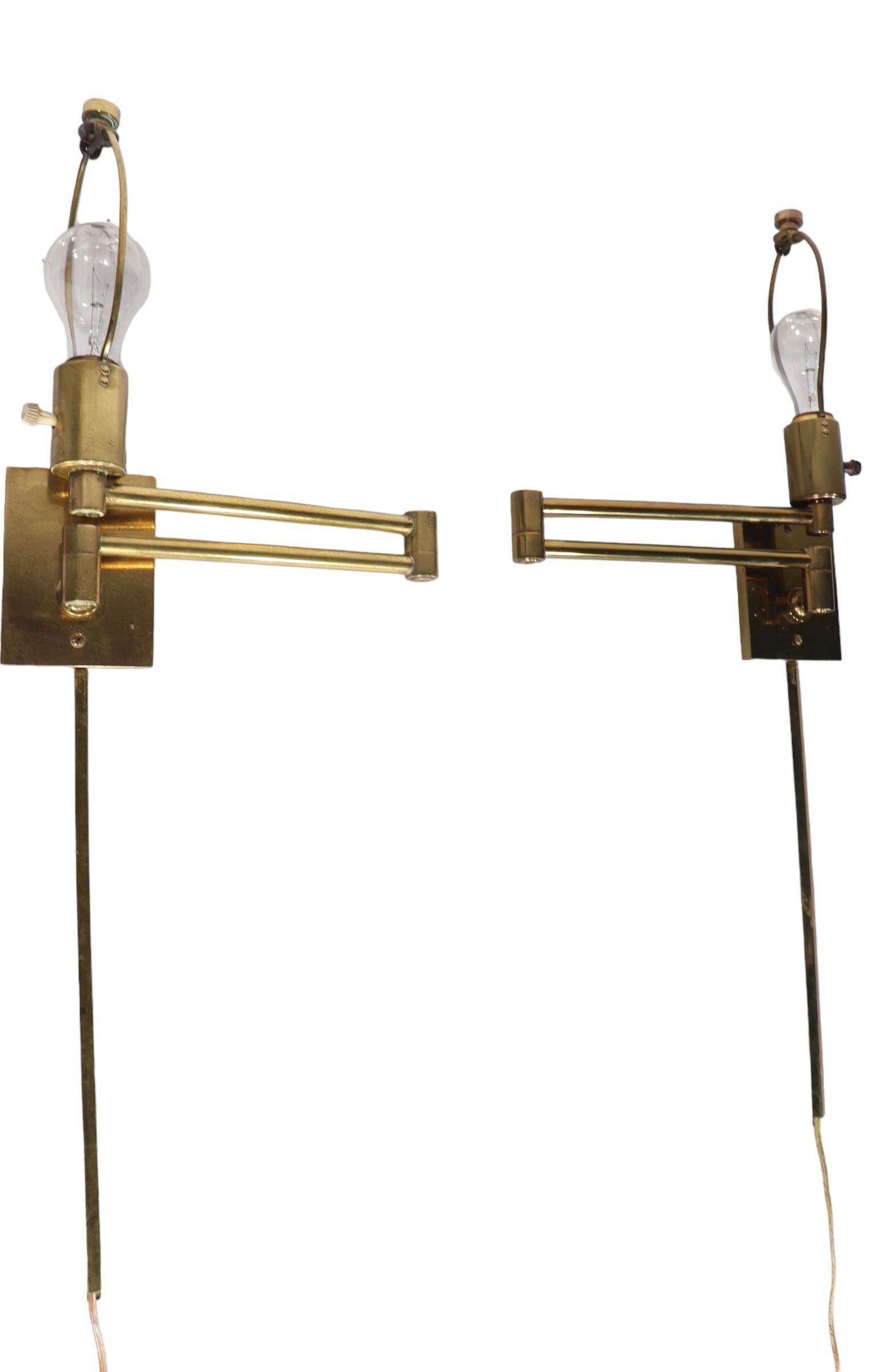 Pr. Brass Flex Arm Wall Sconces by Hansen c. 1970's  For Sale 5