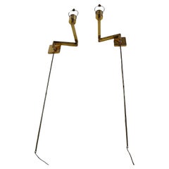 Pr. Brass Flex Arm Wall Sconces by Hansen Made in Spain Metalarte c. 1970's