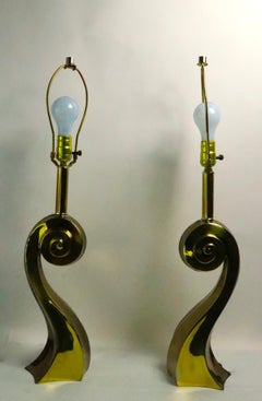 Pair of Brass Lamps in the Style of Pierre Cardin