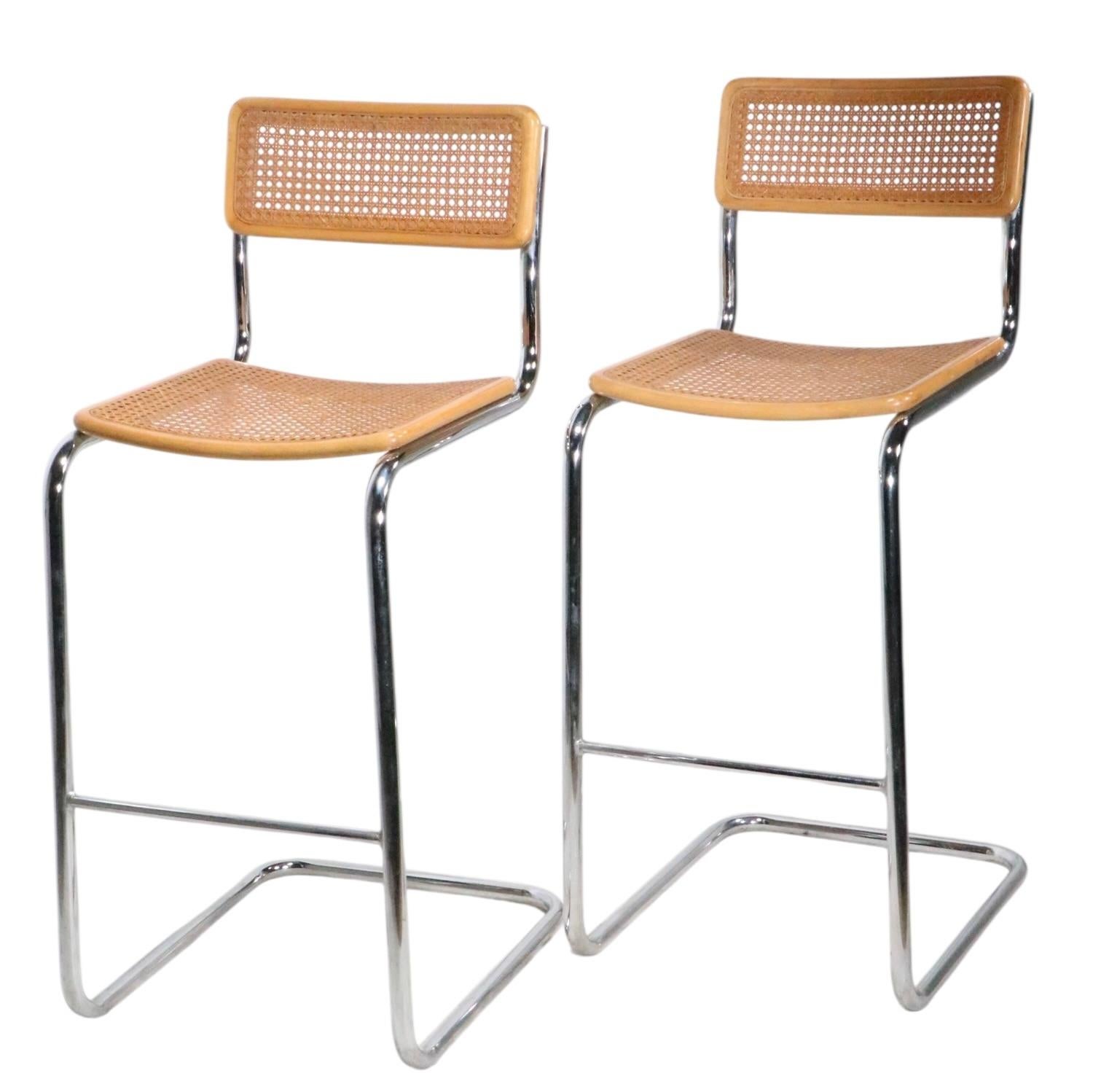 Pr Breuer Design Cesca Bar Stools Made in Italy c. 1970's For Sale 3