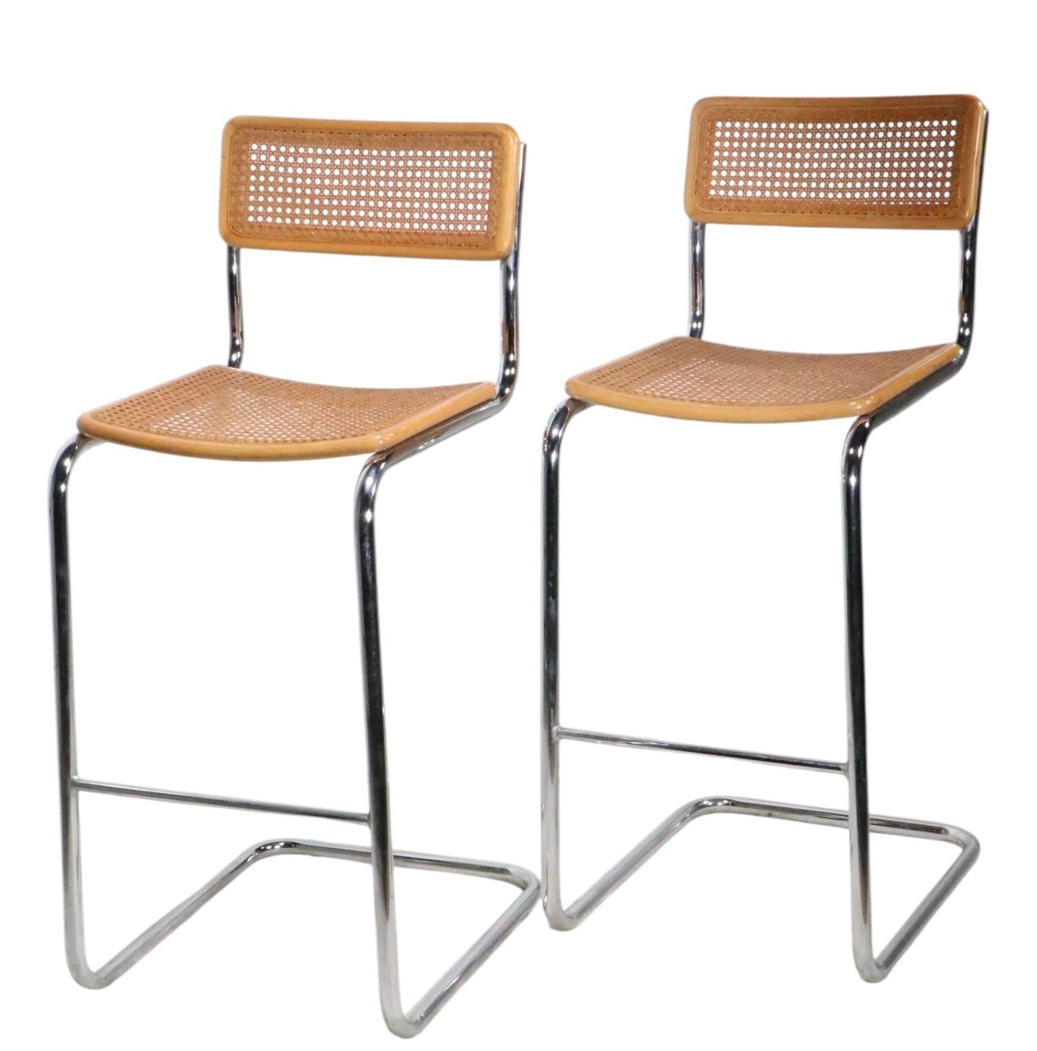 Pr Breuer Design Cesca Bar Stools Made in Italy c. 1970's For Sale 4