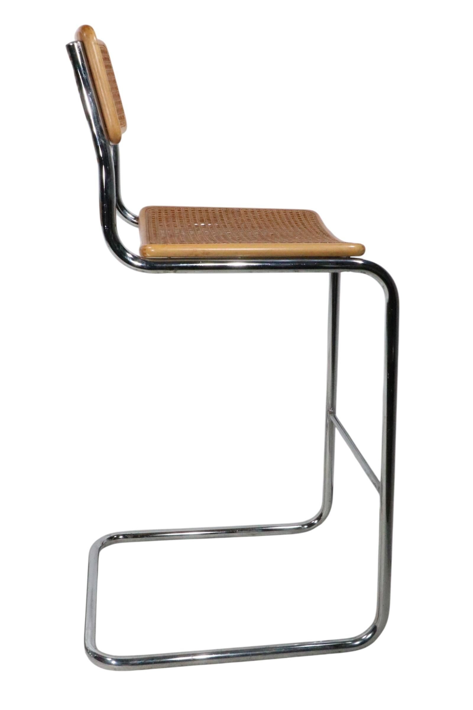 Pr Breuer Design Cesca Bar Stools Made in Italy c. 1970's For Sale 6