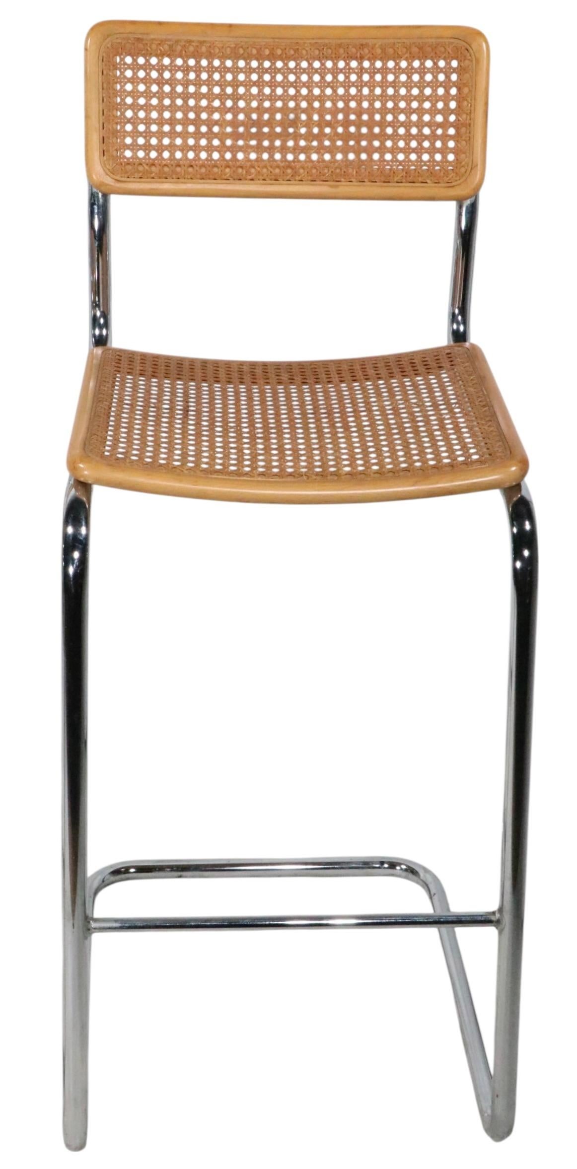 Bauhaus Pr Breuer Design Cesca Bar Stools Made in Italy c. 1970's For Sale