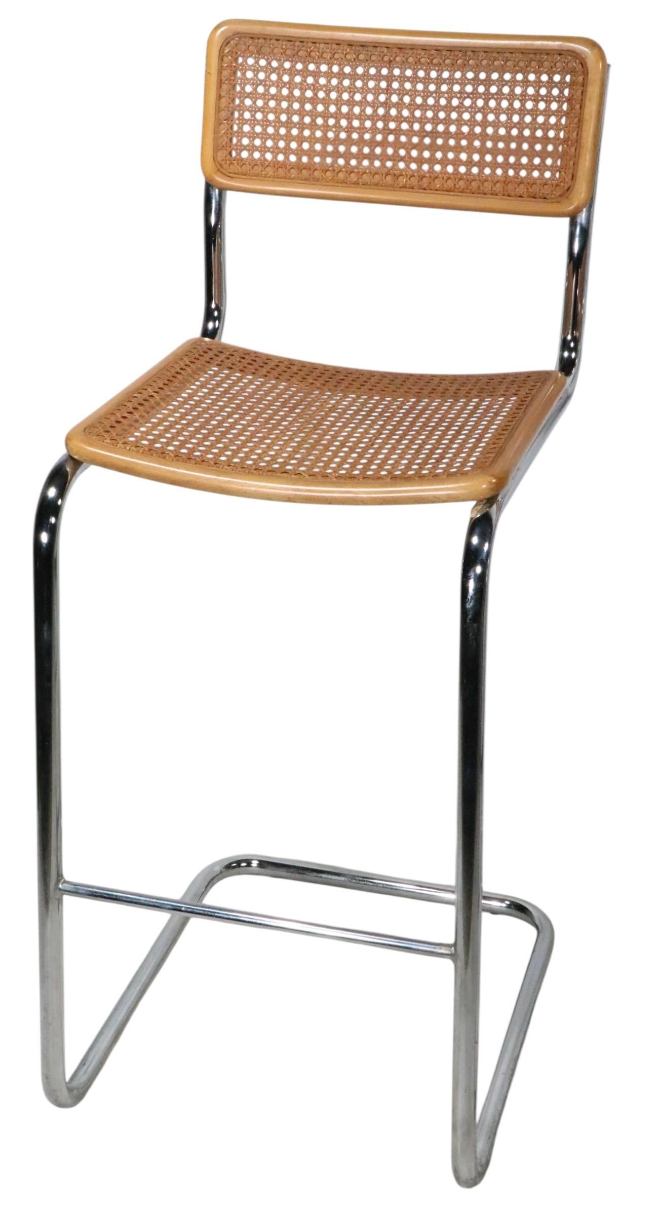 European Pr Breuer Design Cesca Bar Stools Made in Italy c. 1970's For Sale
