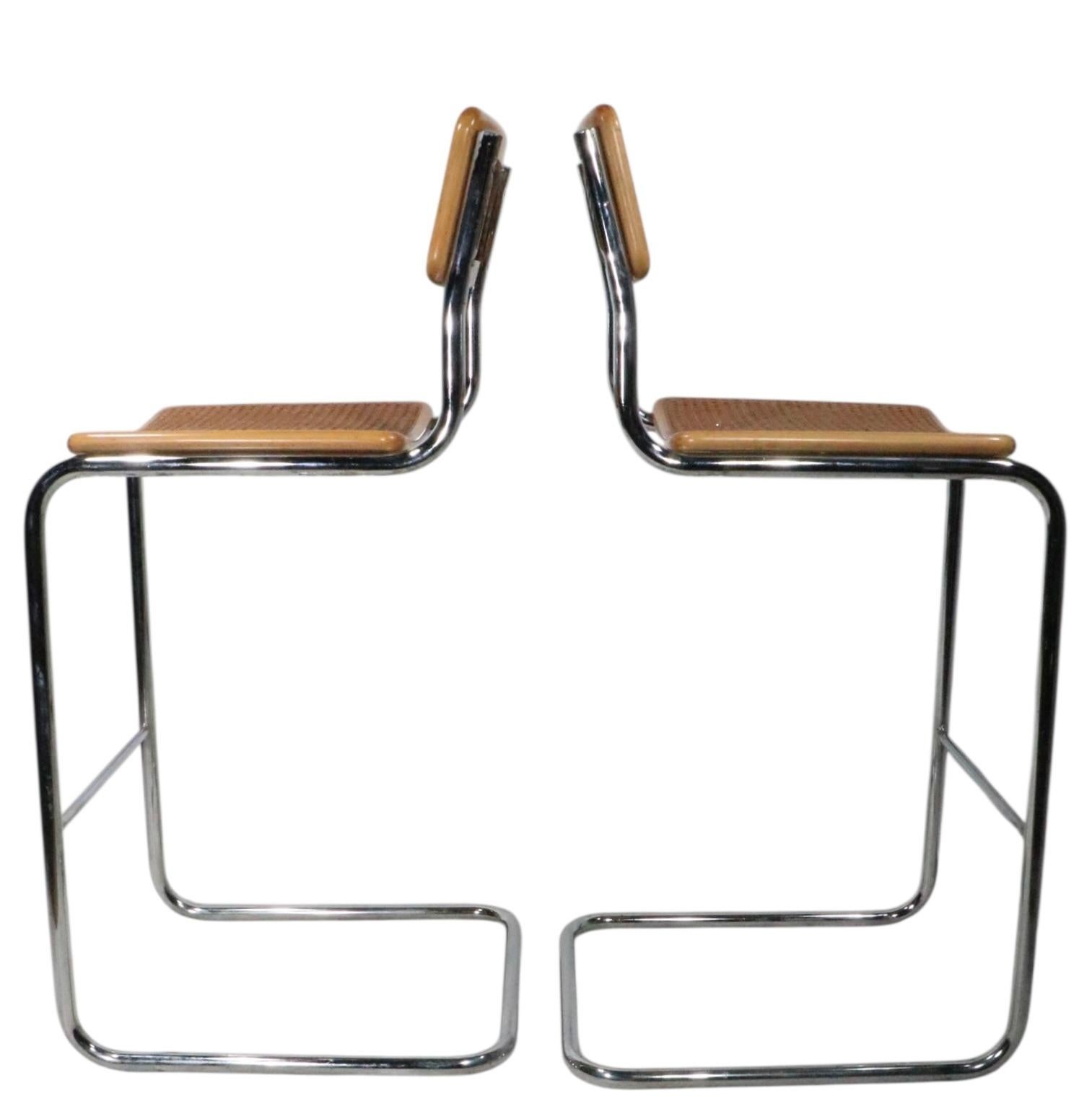20th Century Pr Breuer Design Cesca Bar Stools Made in Italy c. 1970's For Sale