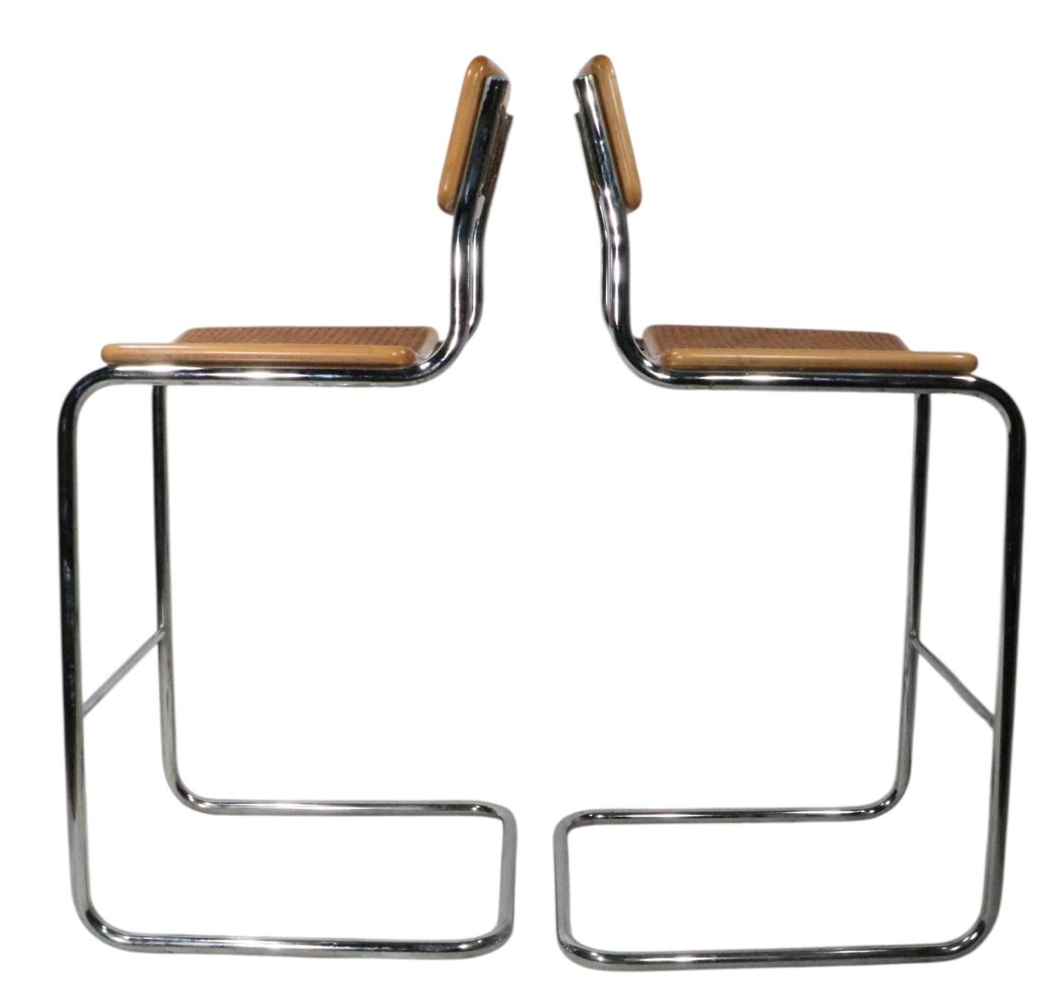 Cane Pr Breuer Design Cesca Bar Stools Made in Italy c. 1970's For Sale