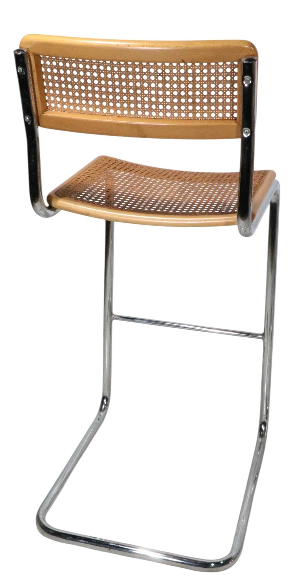 Pr Breuer Design Cesca Bar Stools Made in Italy c. 1970's For Sale 1