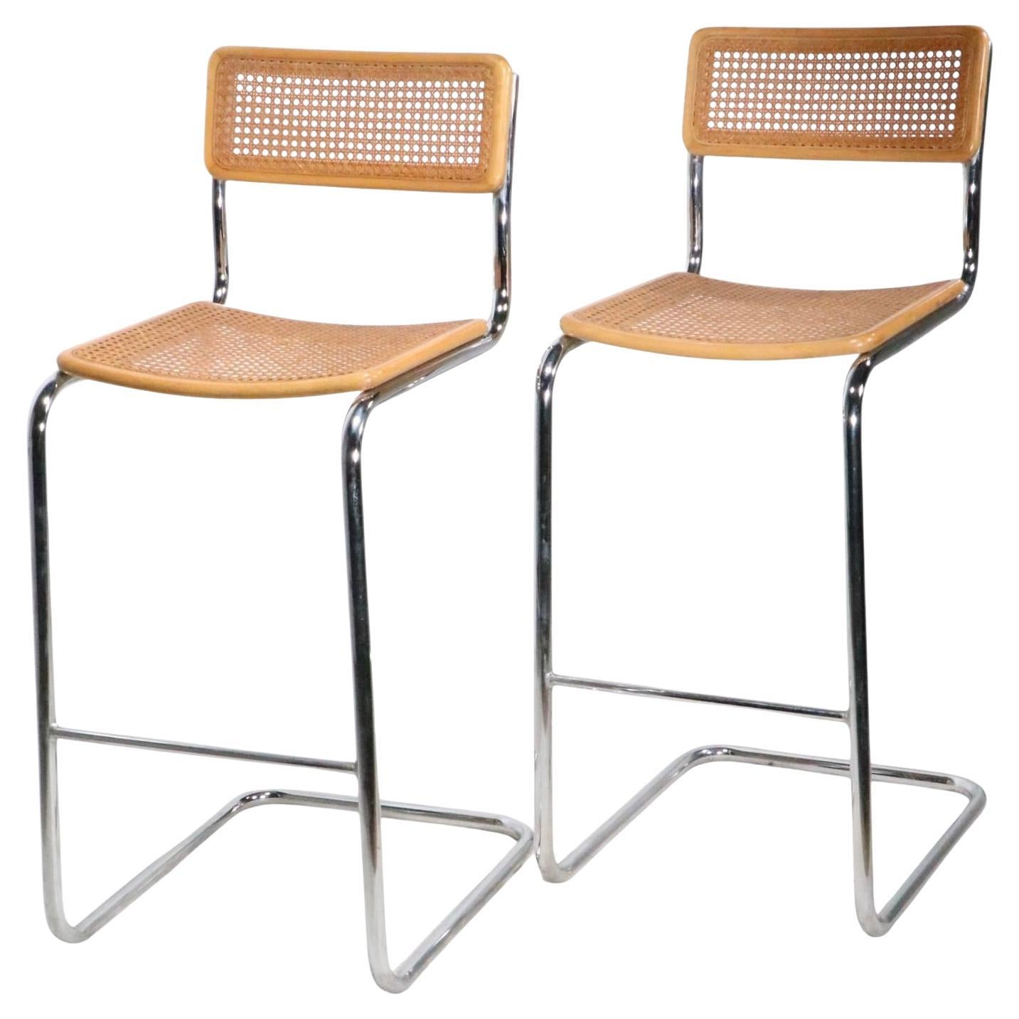 Pr Breuer Design Cesca Bar Stools Made in Italy c. 1970's For Sale