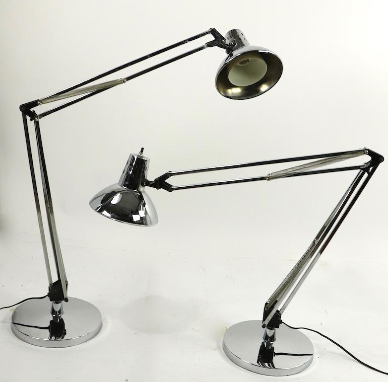 Pair of Bright Chrome Angle Poise Lamps Guild Sections by Electrix 4