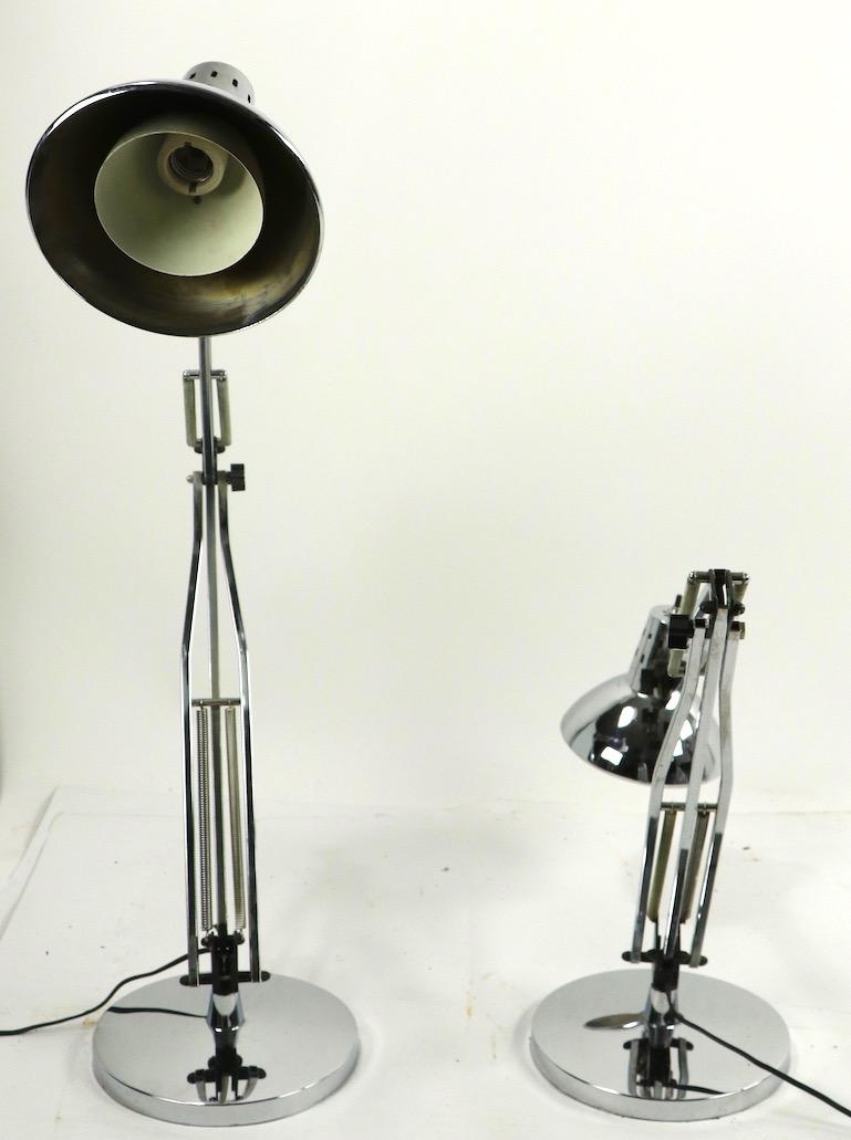 Pair of Bright Chrome Angle Poise Lamps Guild Sections by Electrix 5