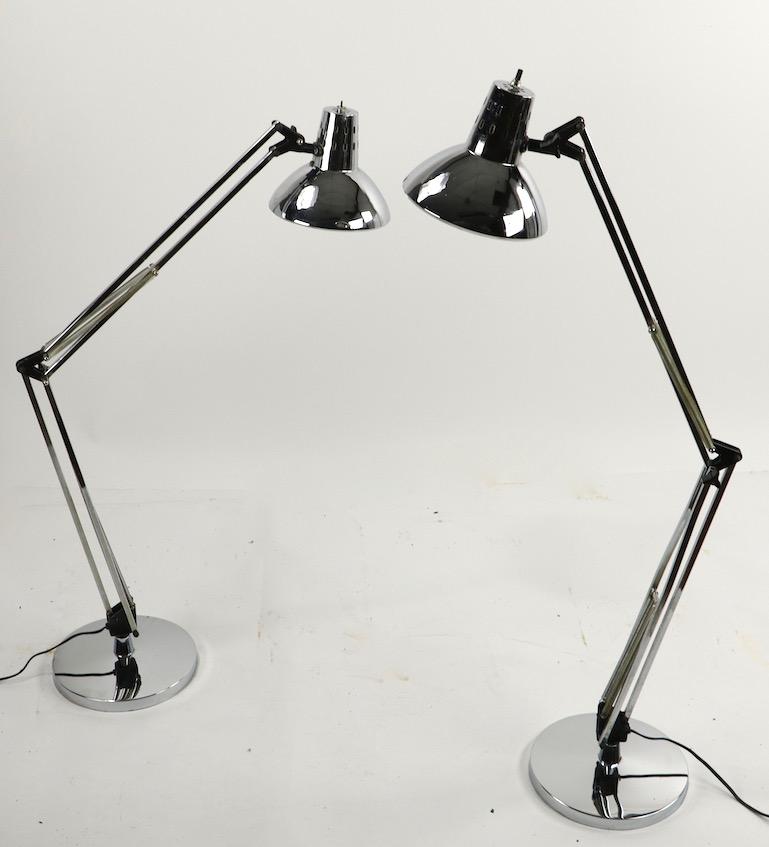 Pair of Bright Chrome Angle Poise Lamps Guild Sections by Electrix In Good Condition In New York, NY