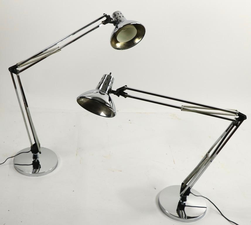 20th Century Pair of Bright Chrome Angle Poise Lamps Guild Sections by Electrix