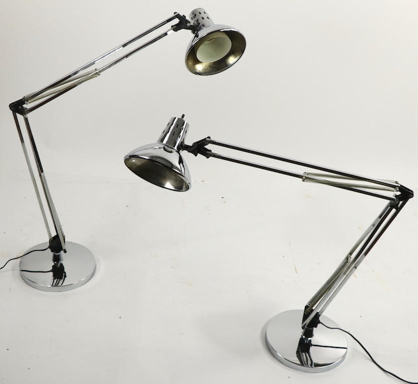 Pair of Bright Chrome Angle Poise Lamps Guild Sections by Electrix 1