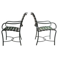 Pr. Brown Jordan Roma Pattern Patio Poolside Garden Arm Lounge Chairs