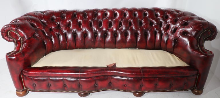 Pr. C Shape Tufted Leather Chesterfield Sofas For Sale 6