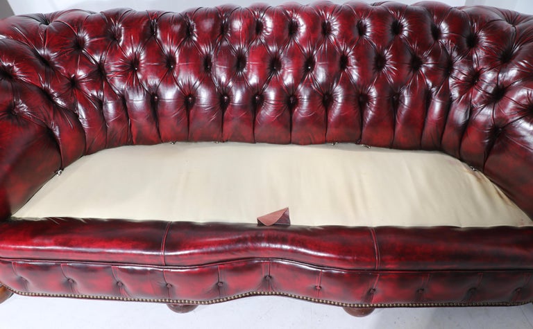 Pr. C Shape Tufted Leather Chesterfield Sofas For Sale 7