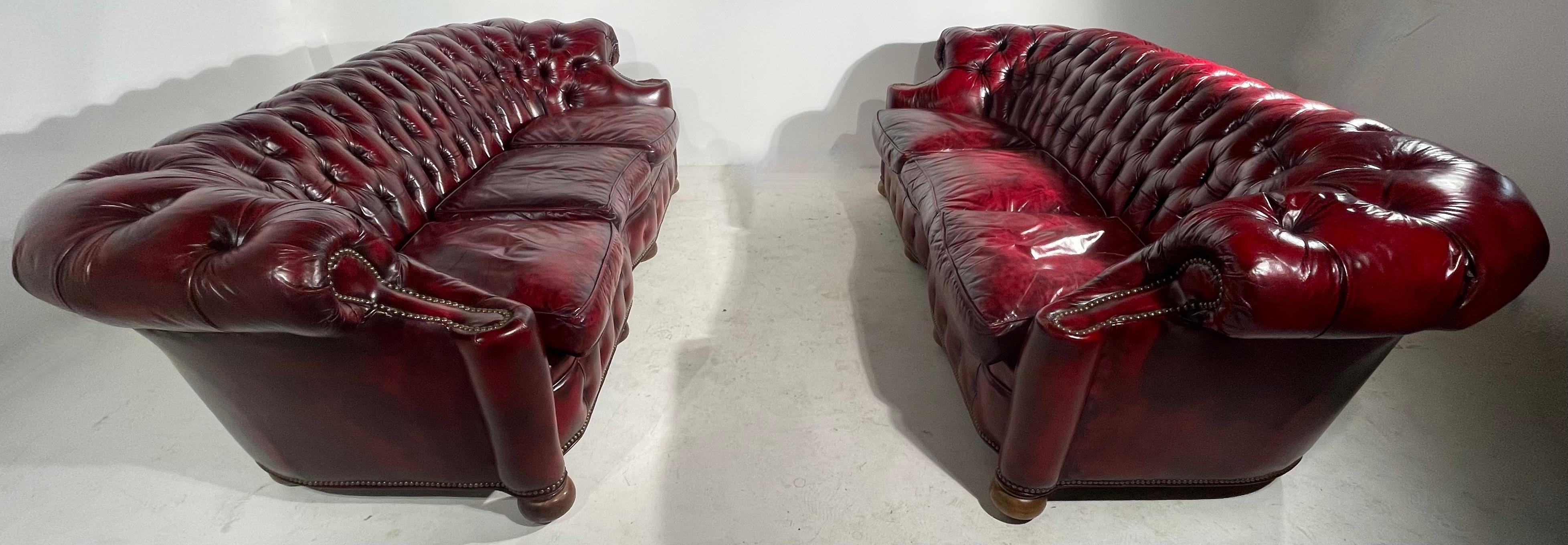 Pr. C Shape Tufted Leather Chesterfield Sofas 11